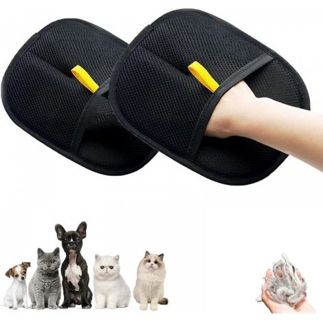 Lot de 2 gants de toilettage réutilisables pour animaux de compagnie, pour le bain, l'élimination des poils et le toilettage des animaux (1/5)