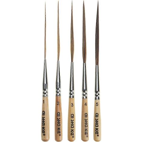 Set mit 5 Aquarellpinseln für Öl-, Acryl- und Gouachemalerei – Präzisionspinsel mit langen Spitzen (1/5)