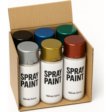 Mezcla de colores - Set de 6 pinturas en aerosol metálicas, caja sorpresa universal (1/5)