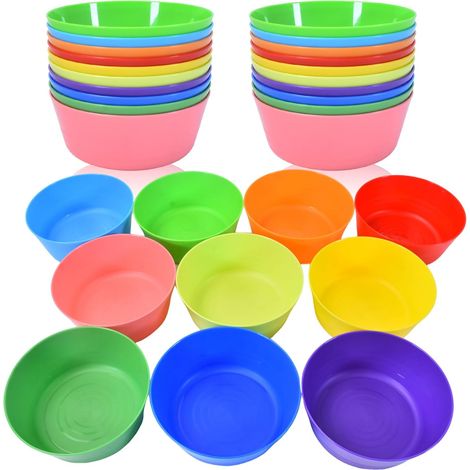 Lot de 30 Bols en Plastique, 300ml, 10 Couleurs, PP Sans BPA, Micro-ondes, Pour Fête et Camping (1/5)