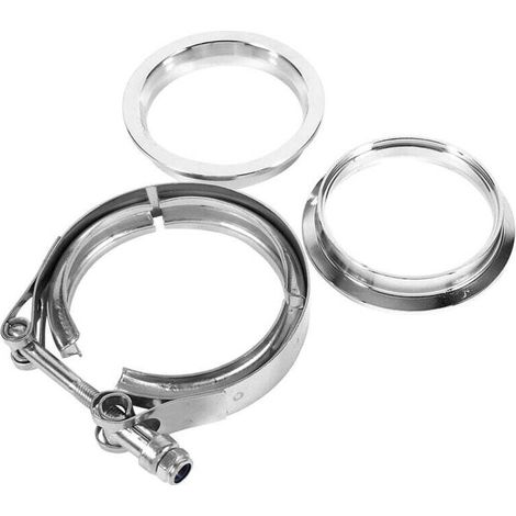 Bride en V Qiilu, collier de serrage en V en acier inoxydable de 3 pouces avec kit de 2 brides pour tuyau d'échappement turbo (1/4)