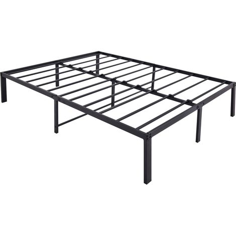 Metall-Plattformbett 120 x 200 cm, schwarz, stabil, leise, einfacher Aufbau, ohne Lattenrost (1/5)