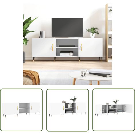 The Living Store Meuble TV blanc 150x30x50 cm bois d'ingénierie - Meuble Tv - Meuble Multimedia - Rangement Tv - Console Tv - Salon (1/5)