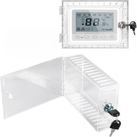 Thermostat-Schließfach mit Schlüssel, Thermostatabdeckung mit Schloss, transparenter Acryl-Thermostatschutz, kompatibel mit Thermostaten (1/5)