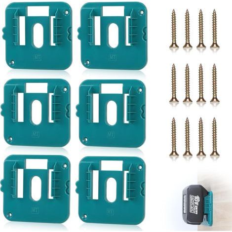 6 x Support de Batterie Makita18V avec 12 Vis, Compatible avec Makita BL1860 BL1850 BL1840 BL1830, Bleu(Pas de Batterie) (1/5)