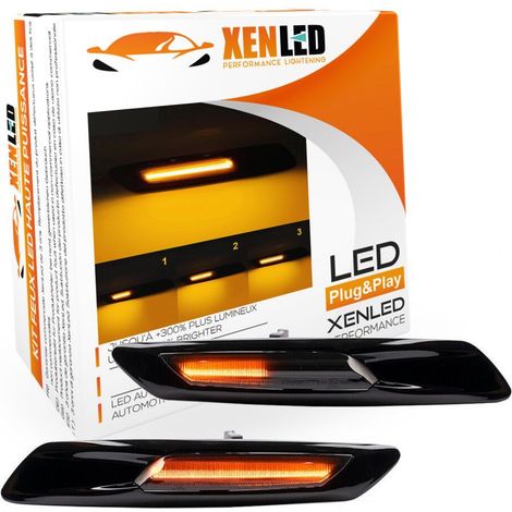 Clignotants latéraux LED défilant BMW Série E81 E82 E87 E88 E90 E91 E92 E93 E60 E61 - Noir + Lentille fumée Répétiteurs