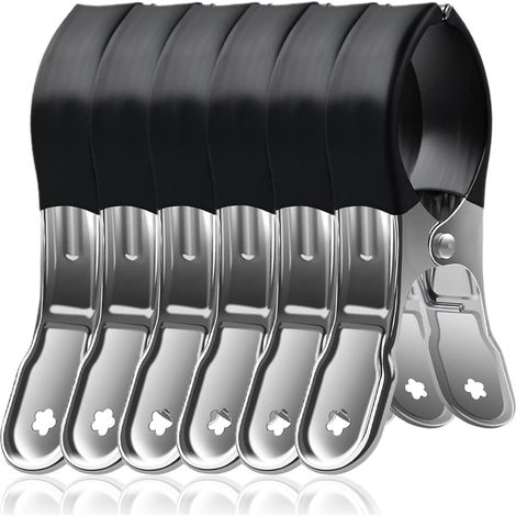 Set di 6 clip in acciaio inossidabile per teli di copertura per piscina, picchetti di grandi dimensioni con coperture protettive, clip in metallo nero sigillato e antivento per teli di copertura.