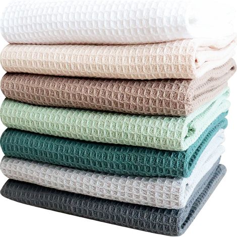 Linge de vaisselle en coton pur à carreaux waffle, éponge couleur unie motif ananas (1/3)
