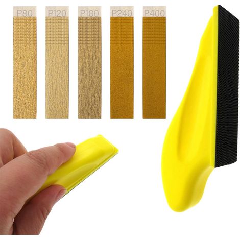Micro ponceuse avec 50 feuilles de papier abrasif, 8,9 x 2,8 x 4,6 cm, mini ponceuse pour bois, petite ponceuse avec grain 80/120/180/240/400 pour travail du bois, finition, polissage, ponçage (1/5)