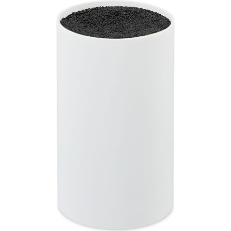 Relaxdays Bloc à couteaux non garni, Porte-couteaux, Rangement couvert, Range-couteaux universel HD 18x11 cm, blanc (1/5)