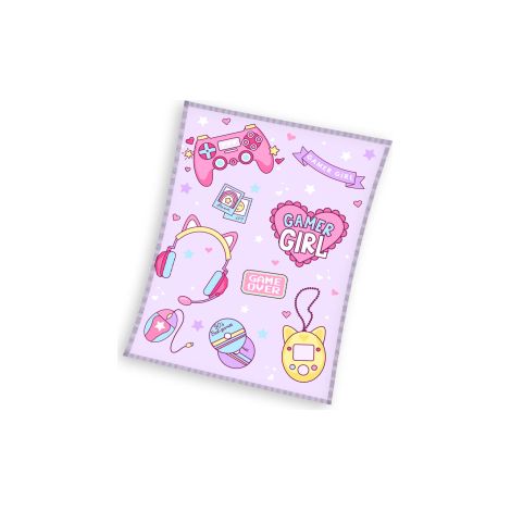 Plaid pour enfant corail 130x170 rose gamer