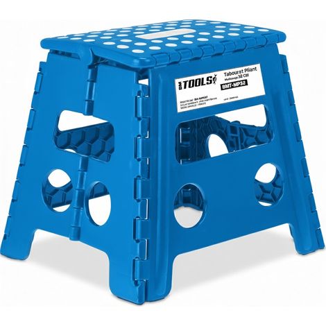 Tabouret Pliant Bleu 32cm, Marchepied Pied Pliable BM TOOLS BMT-MP32-BLEU - 150kg Capacité, Léger et Compact pour Adulte/Enfant (1/4)