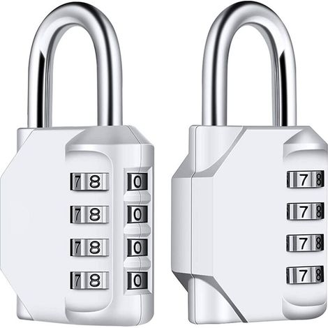 [2 Pièces] 4-Digit Cadenas à Combinaison. Serrure Combinée Imperméabiliser. Métal étanche et Fermoir Combiné en Acier Plaqué pour L'école. Casier. Boîte à outils. Clôture. Armoires - Argent (1/4)