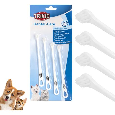 Trixie Zahnbürsten zum Waschen und Reinigen der Zähne von Hunden und Katzen, 4 Stück.