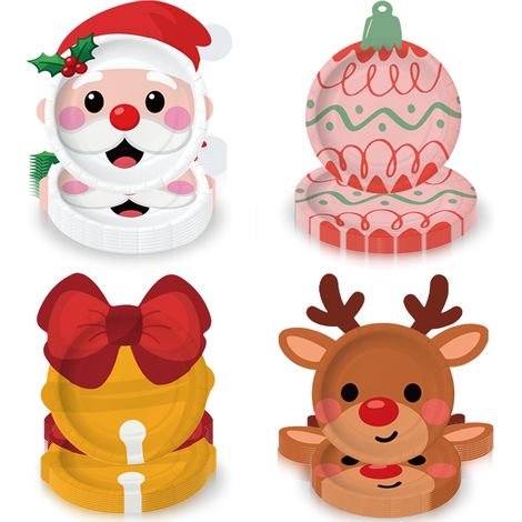30 Pièces Assiettes de Fête de Noël, Vaisselle de Fête de Noël Décoration (1/5)