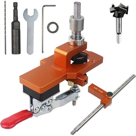 Kit de fixation de charnière de 35 mm avec guide de perçage et foret à charnière (avec ouvre-trou professionnel à trois lames). (1/5)