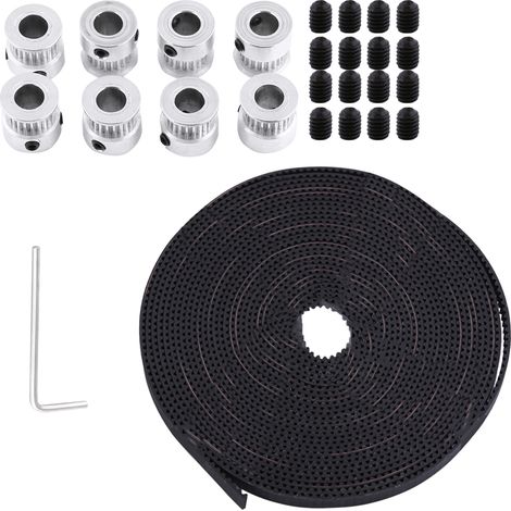 Kit d'imprimante 3D 8 pièces poulie crantée 2GT alésage 8mm + courroie 5 mètres largeur 6mm + 16 vis (1/5)