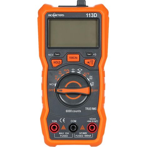 Multimètre numérique RICHMETERS RM113D NCV, 6000 points, sélection automatique de la gamme, mesure de tension AC/DC et de température (1/5)