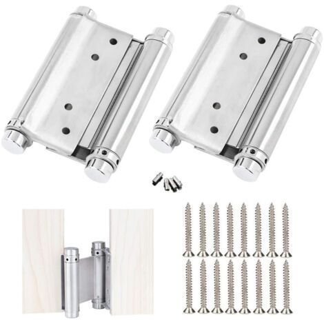 QORVA-2 Pcs Charnières Porte en Acier Inox Paumelle Porte de Doule Action Charniere Meuble Charnières à Ressort à Visser Charniere Porte Battante pour Saloon Café Bar Double Porte(3 inch)