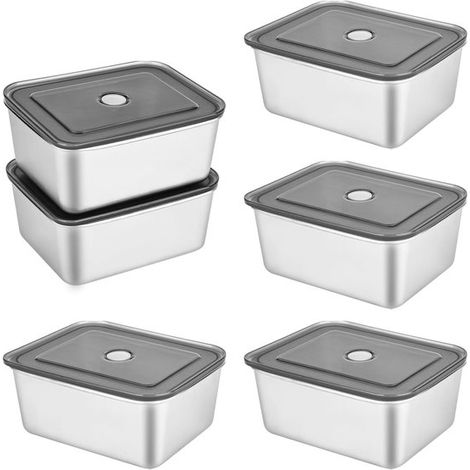 Juego de recipientes de acero inoxidable para alimentos，Juego de 6 piezas，500 ml，Fiambreras metálicas，Recipientes para almacenar alimentos (1/5)