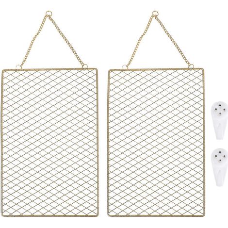 Filiyano-Lot de 2 supports muraux suspendus pour la maison, grille murale en fil métallique (doré) (1/4)