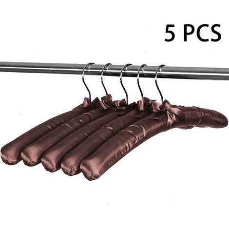 Cintre Rembourré Satin - Cintre pour Vêtements Délicats - 360° Crochet Pivotant en Métal Chromé - Noyau en Bois Massif - Lot de 5 (1/5)