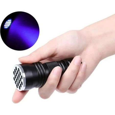 Linterna LED UV - Luz negra UV - Lámpara ultravioleta con 21 LEDs (1/4)