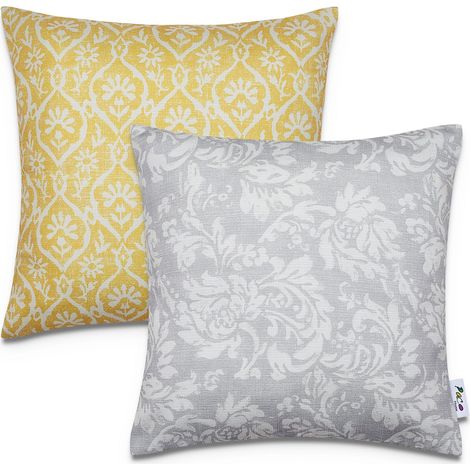 Paco Home Juego 2 Fundas Cojín 45x45 Decorativo Rayas Interior Exterior Decoración Oro, 2pcs-Set