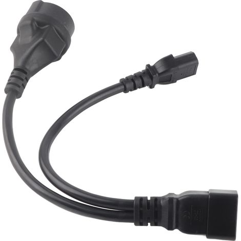 Câble d'alimentation IEC320 C13 vers C20, renforcé une seule fois, 1 entrée, 2 sorties, boîtier en PVC ignifugé, câble répartiteur en Y IEC320 (1/5)