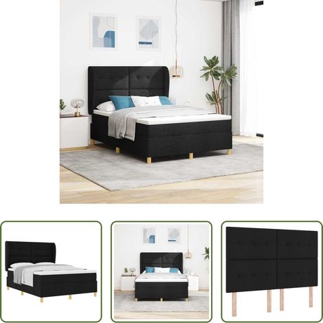 Matelas en tissu - Lit à ressorts avec matelas Noir 200 x 160 cm tissu (1/5)