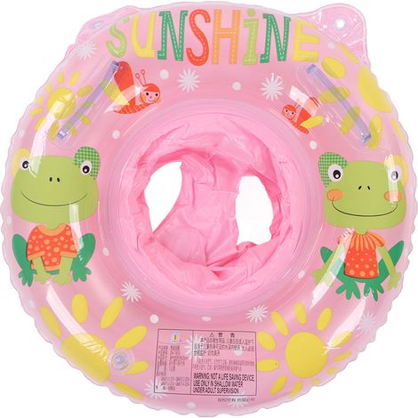 Bouée de bain bébé enfant, siège flottant étanche double poignée antidérapante, piscine et baignoire, style grenouille rose (1/5)
