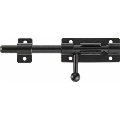 Serrure de porte de sécurité à pêne coulissant robuste avec trou pour cadenas, acier inoxydable 304 noir mat, longueur 8 pouces (200mm) (1/2)