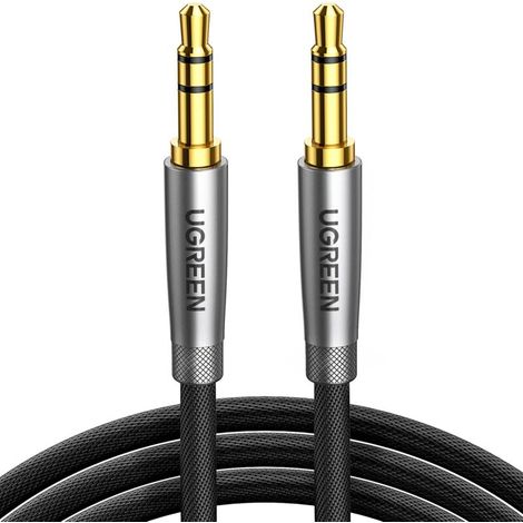 Câble Audio Jack 3.5mm Mâle en Nylon Tressé Stéréo Câble Aux Voiture Compatible avec iPhone 6S iPad iPod PC Manette PS5 Casque Chaîne HiFi Autoradio Barre de Son (1M) (1/4)