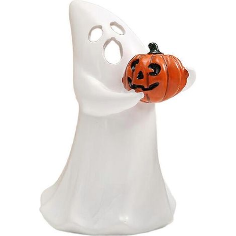 Ensemble de décorations d'Halloween en résine (1 pièce) - Ornements citrouille et fantôme pour la maison, les fêtes, le bureau ou la vitrine. (1/5)