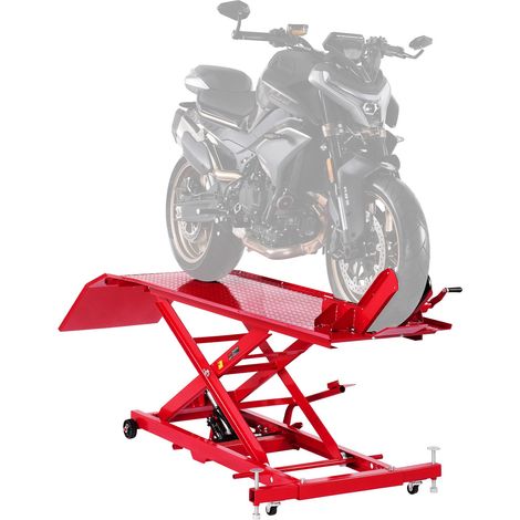 Cric de Moto avec Capacité de Charge 453,6 kg, Pont Élévateur Hydraulique Hauteur de Levage 21,8-78,7 cm, Table Élévatrice pour Moto Mobile Flexible à 360°, pour Entretien Réparation Quad VTT (1/5)