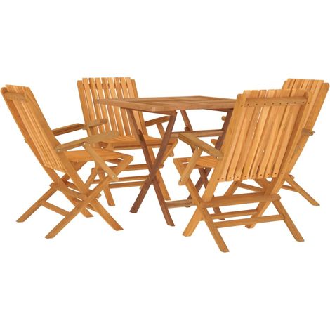 Set da pranzo per mobili da giardino mobili da esterno 5 pezzi in legno massello di teak 020014305