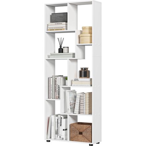 Bibliothèque étagère Zig zag Design Contemporain 70L x 24l x 178H cm Panneaux Particules Blanc (1/5)