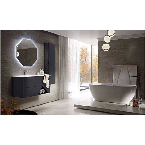 Mobile Sospeso 1973 - Dimensione 105 cm - Grafite - 2 Cassetti e 1 anta - Lavabo in Resina (1/5)