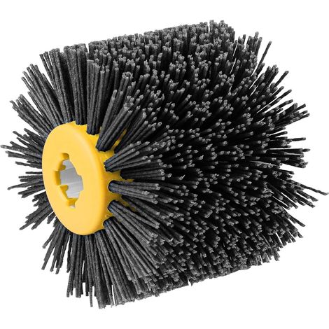 Cepillo abrasivo de nailon de grano 120, 120 x 100 mm, para limpieza, desoxidación, desengrasado y desbarbado, compatible con renovador de exteriores, gris. (1/5)