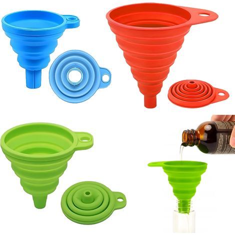 Set mit 3 Trichtern zum Befüllen von Flaschen oder Behältern, kleine Silikon-Küchentrichter zum Befüllen von Flaschen, Trichter (1/5)