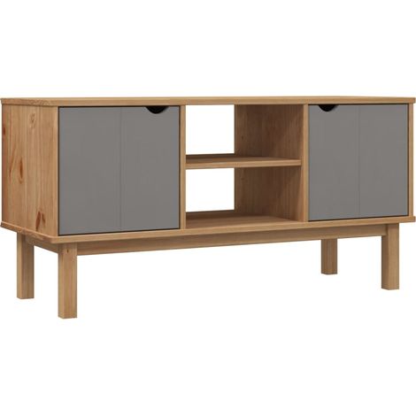 TV Cabinet OTTA Brown and Grey 113.5x43x57 cm Solid Wood Pine vidaXL (1/5)