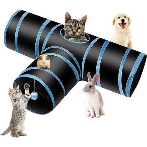 Tunnel pour chat, jeu pour chat, tunnel pour lapin, tunnel pour animaux de compagnie, tunnel à 3 voies avec bruit de froissement, jouet tubulaire pliable pour chat et lapin (1/5)