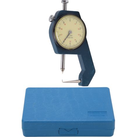 Jauge d'épaisseur portable 0-20mm avec pointe incurvée, affichage à aiguille lisible et échelle transparente pour mesures précises. (1/5)