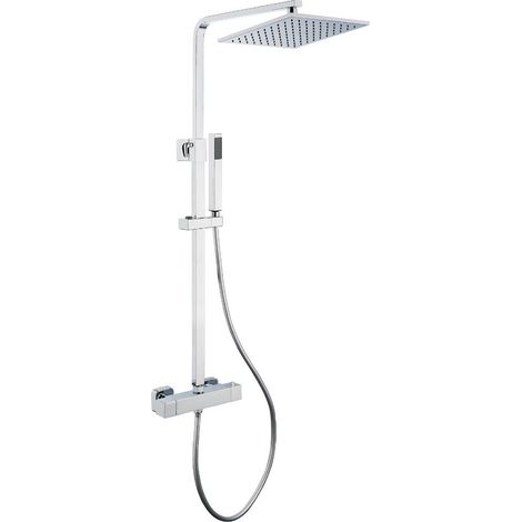 Colonna doccia attrezzata ottone cromato soffione quadro doccetta rubinetto termostatico ogomondo confezione 1 (1/5)