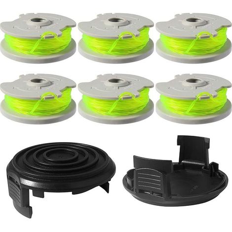 WA0014 WA0037 Bobina de hilo compatible con desbrozadoras Worx WG184E WG184 WG168E WG168 WG190 WG191 Longitud 6 m Ø 2 mm (6 bobinas + 2 tapas)