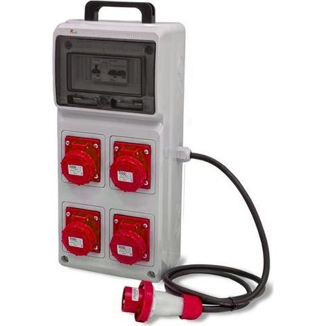 Quadro ASC portatile, 9KW 400V, IP65, 4 prese 3P+T 16A , spina 3P+T 16A, con magnetotermico differenziale - Rosi 2244