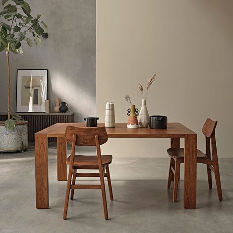 Table en mindi massif finition noyer 6 pers. (1/5)