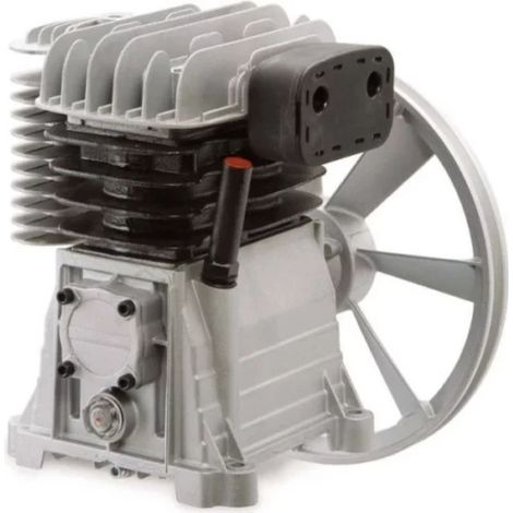 Abac – Tête de compression d'air 3 CV mono 10 bar – Cylindre fonte – Débit 20,2 m³/h – Pression 10 bar – Volant 330 mm
