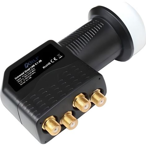 LNB Quad Tête Universelle 0,1 dB Gain 65 dB Full HD 3D Ultra HD 4K Gold