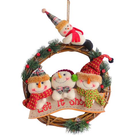 Couronne de Noël 35 cm guirlande bonhomme de neige pendentif Xmas (1/5)
